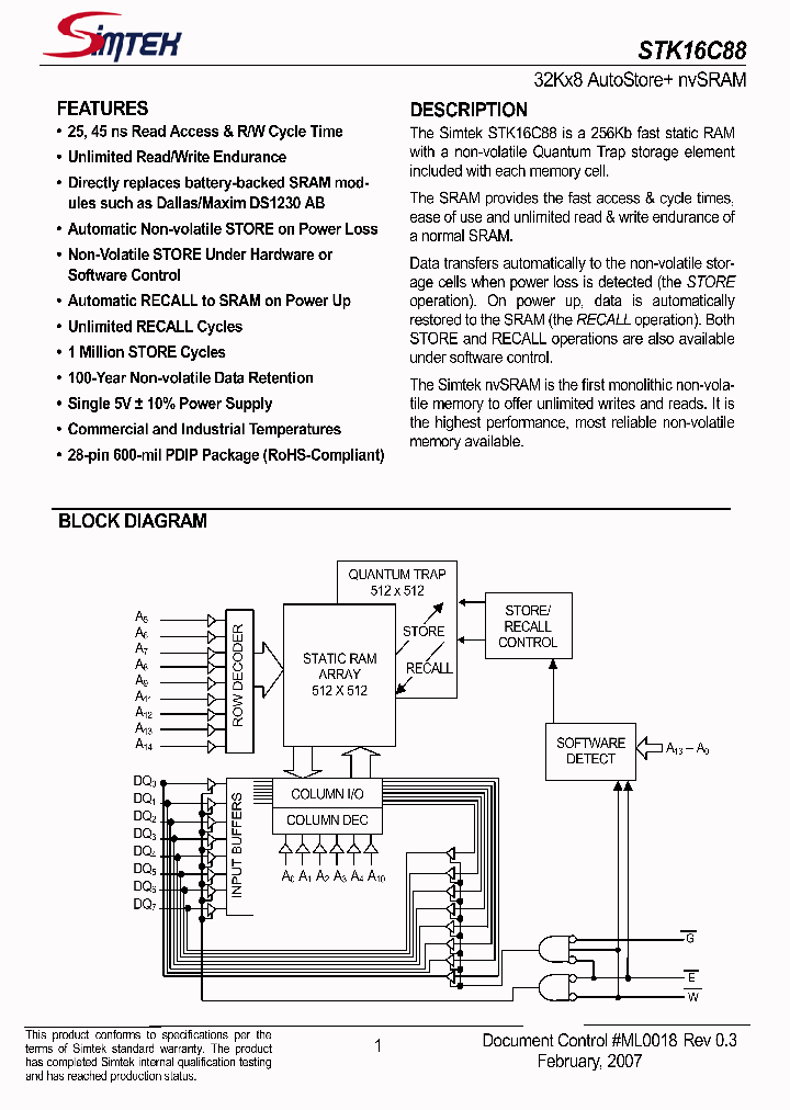 STK16C88-WF45I_1318413.PDF Datasheet