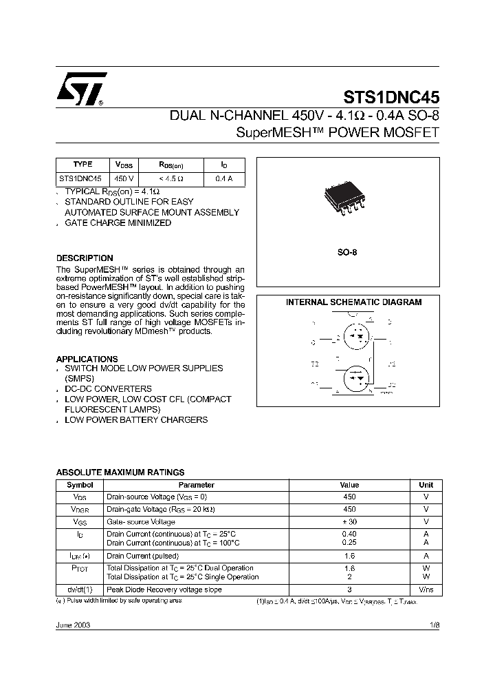 STS1DNC45_1319340.PDF Datasheet