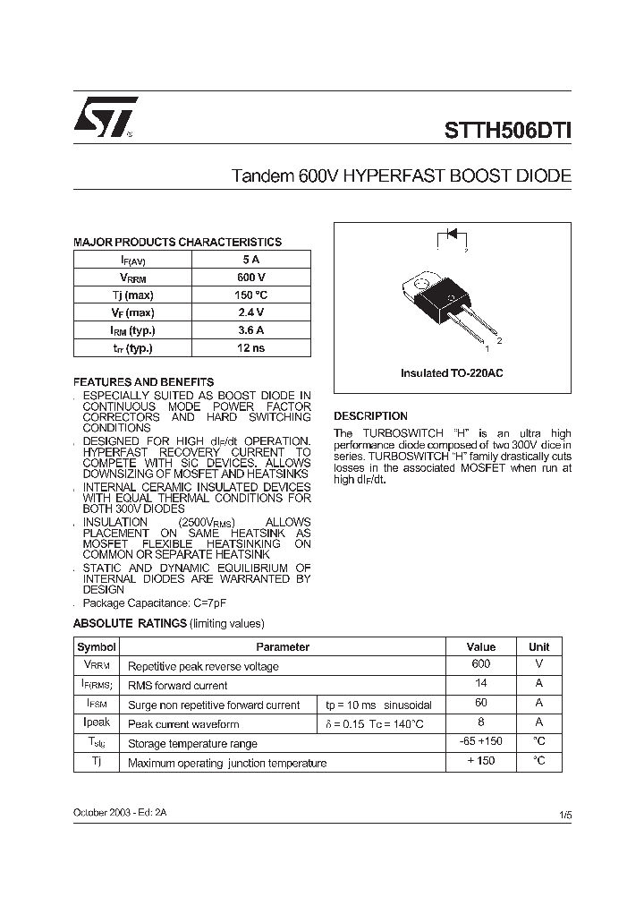STTH506DTI_1319496.PDF Datasheet