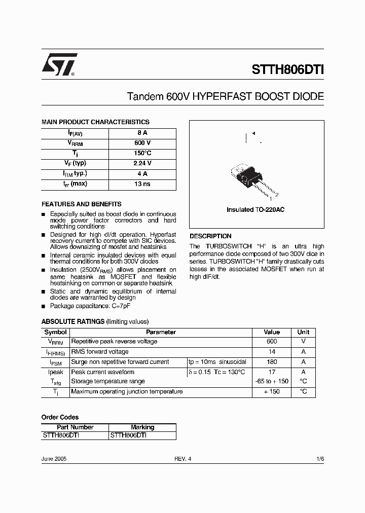 STTH806DTI05_1182825.PDF Datasheet