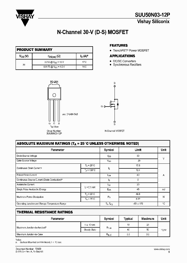 SUU50N03-12P_1319955.PDF Datasheet