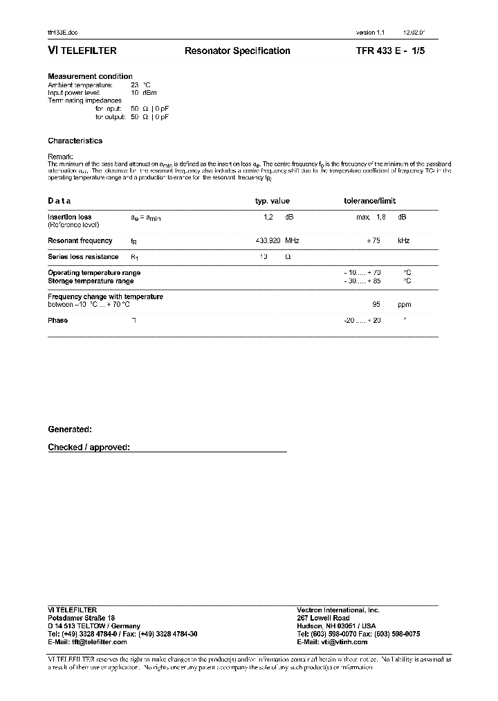 TFR433E_1324354.PDF Datasheet