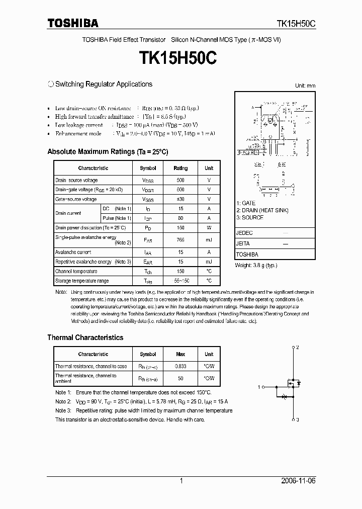 TK15H50C_1325594.PDF Datasheet Download --- IC-ON-LINE. 