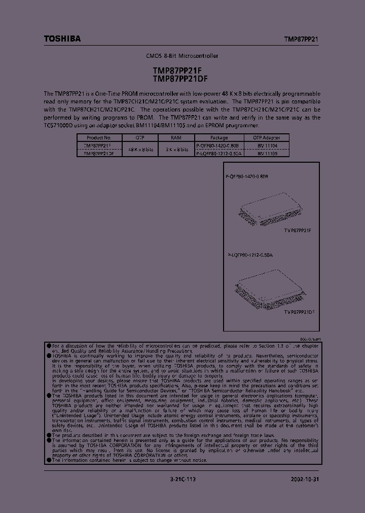 TMP87PP21F_1327256.PDF Datasheet