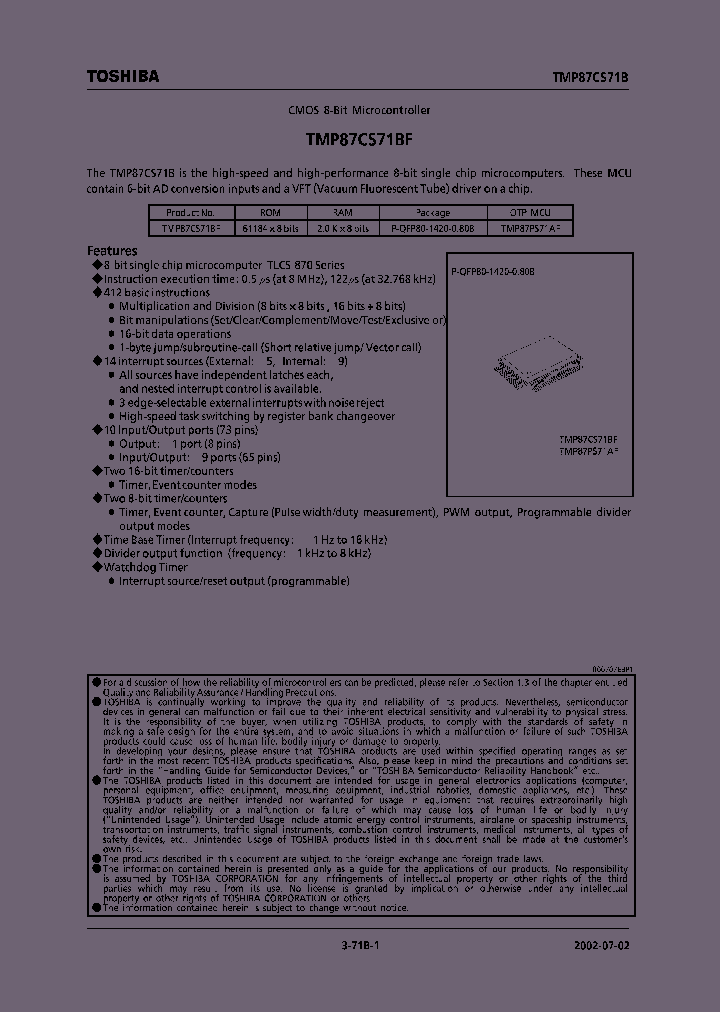 TMP87PS71AF_1327260.PDF Datasheet