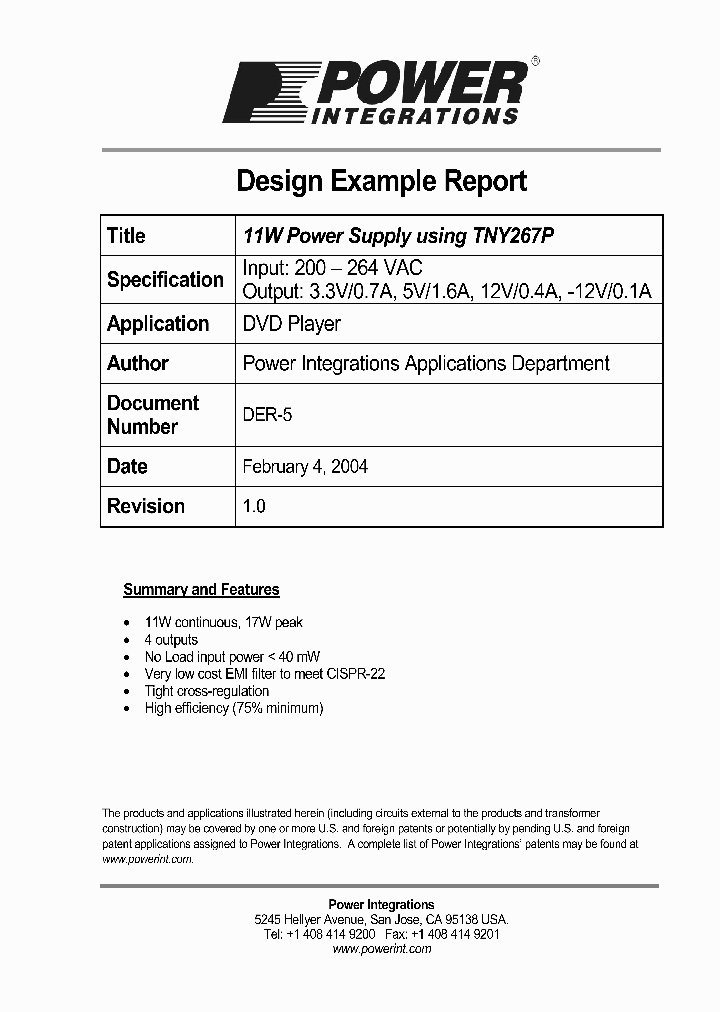 TNY267P_1327617.PDF Datasheet