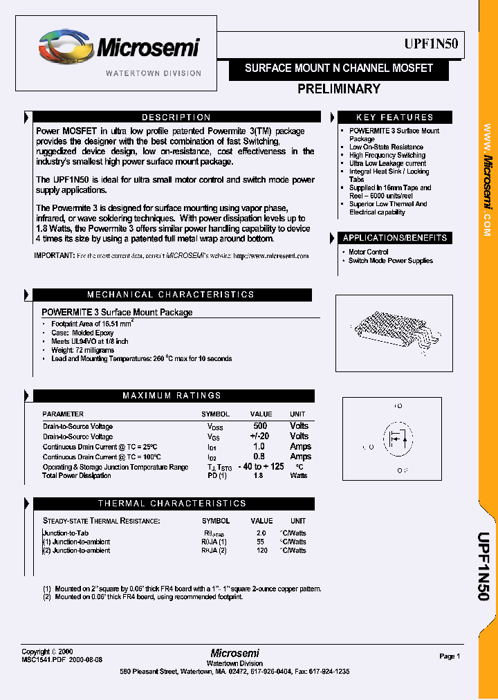 UPF1N50_1332653.PDF Datasheet