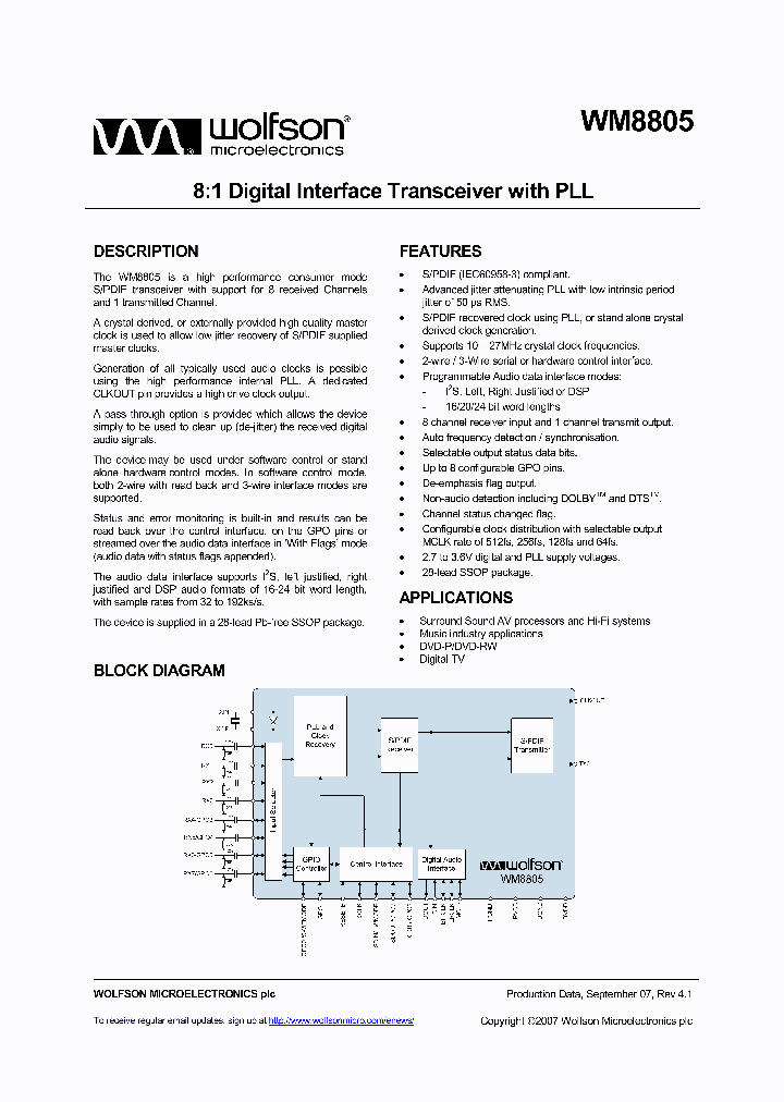 WM8805_1188219.PDF Datasheet