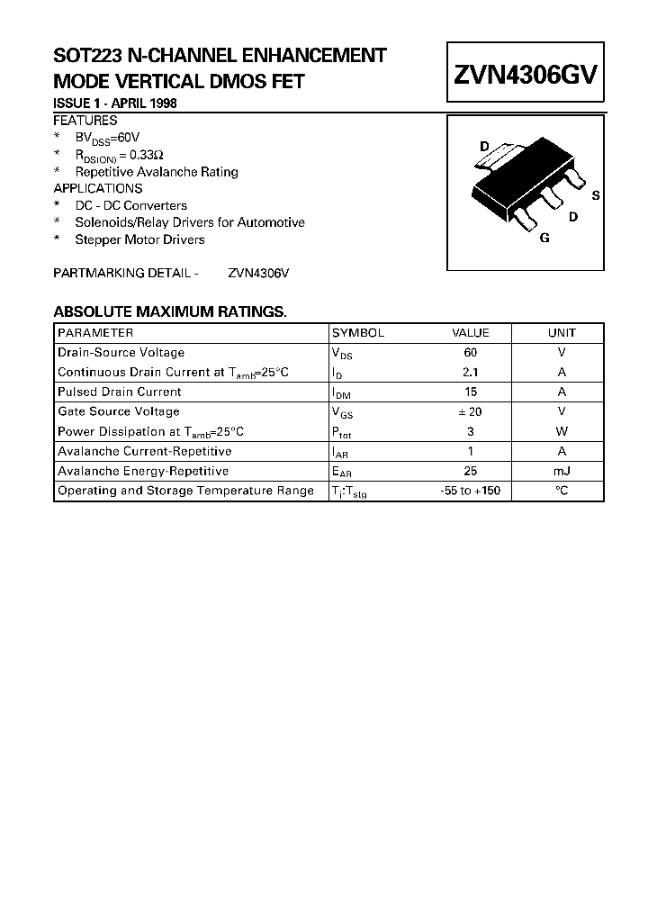 ZVN4306GV_1055438.PDF Datasheet