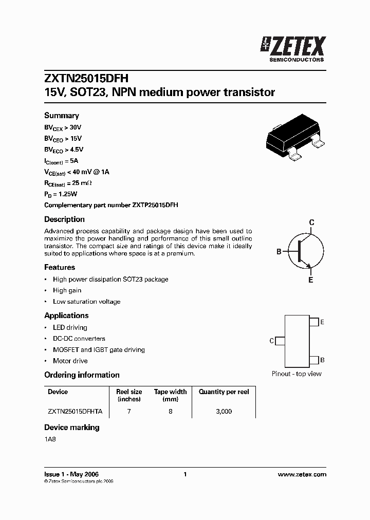 ZXTN25015DFH_1097481.PDF Datasheet