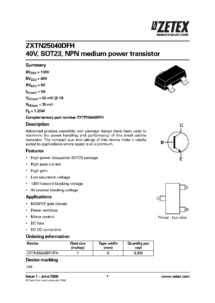 ZXTN25040DFHTA_1340027.PDF Datasheet