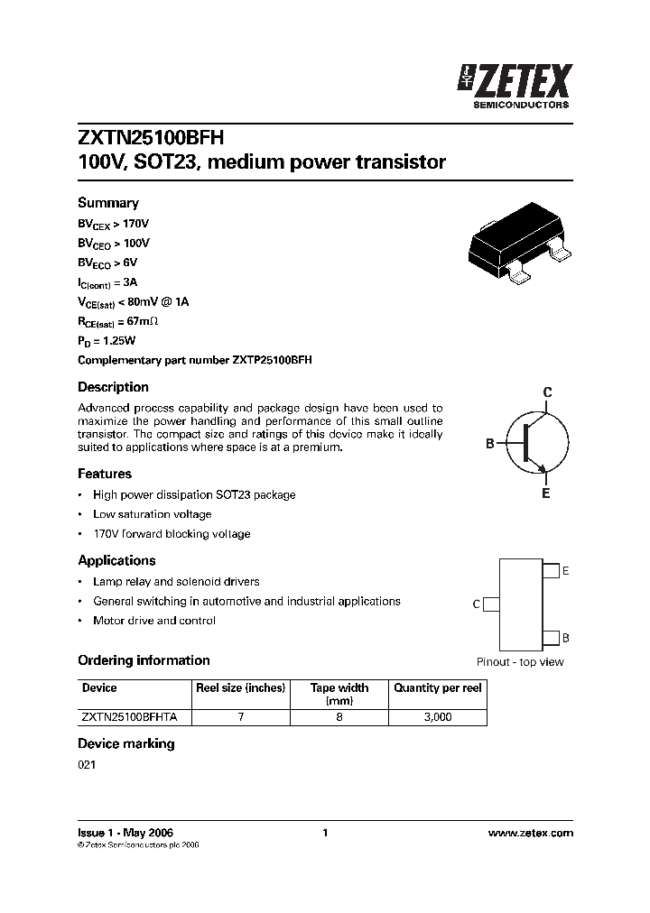 ZXTN25100BFHTA_1340033.PDF Datasheet