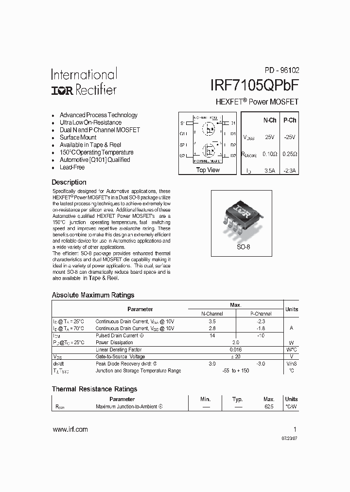 IRF7105QPBF_4127901.PDF Datasheet