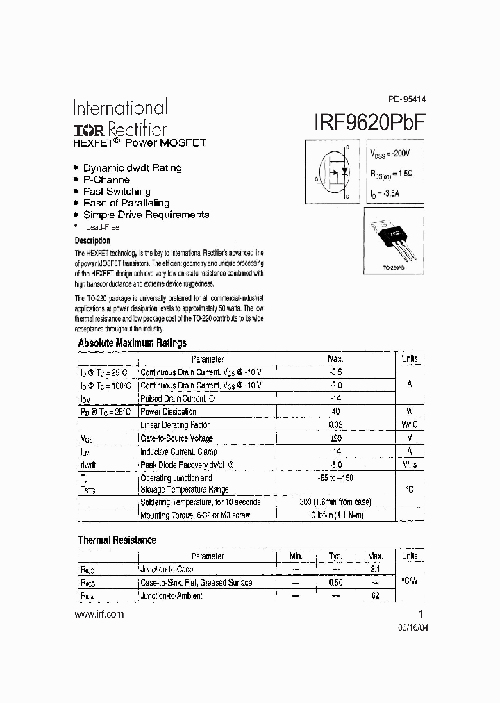 IRF9620PBF_4150686.PDF Datasheet