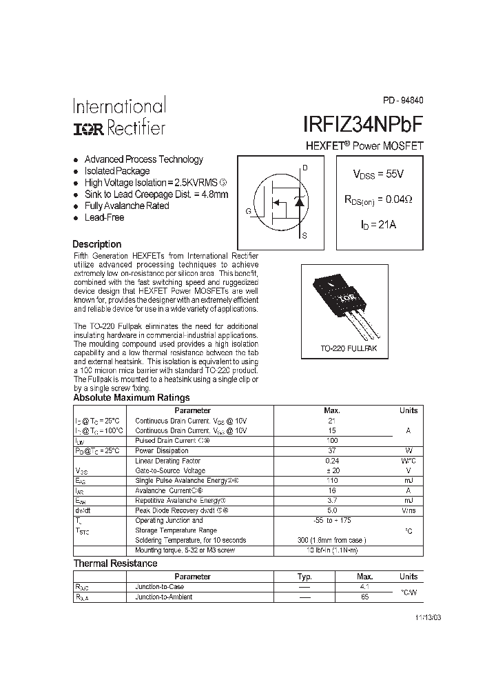 IRFIZ34NPBF_4138619.PDF Datasheet