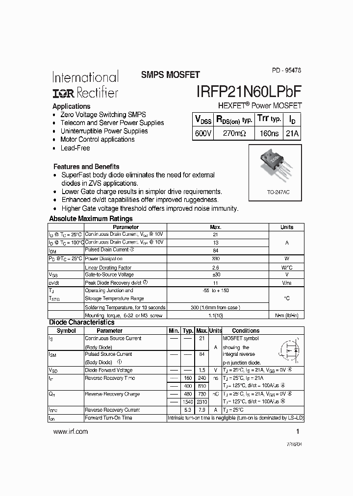 IRFP21N60LPBF_4115878.PDF Datasheet