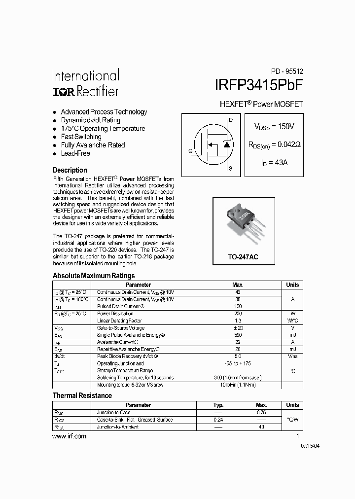 IRFP3415PBF_4146481.PDF Datasheet