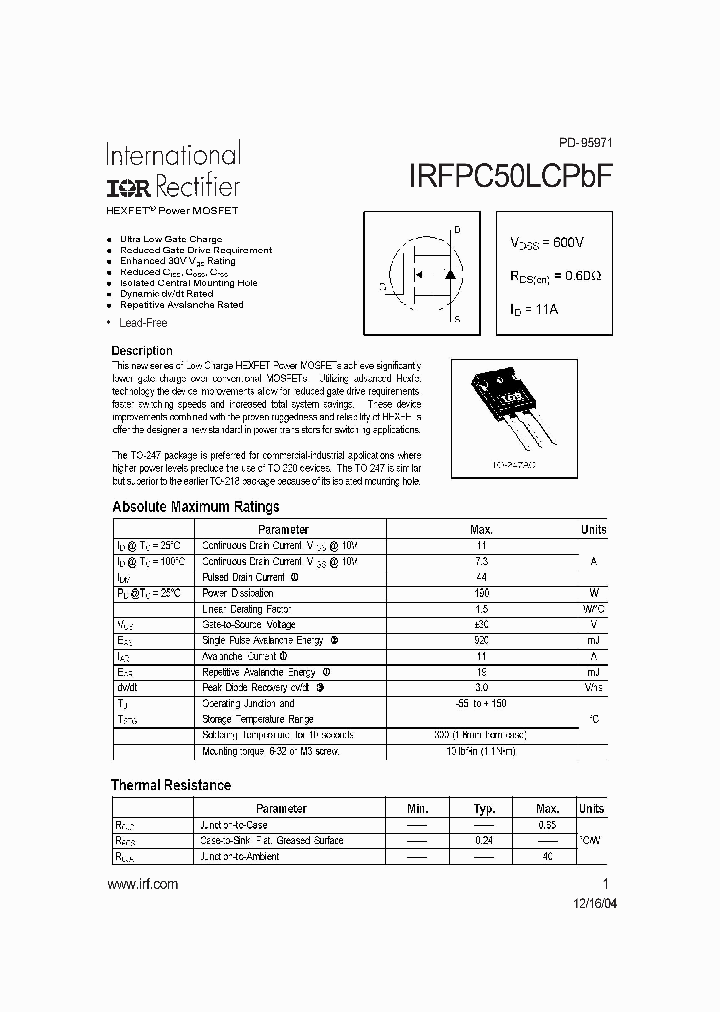 IRFPC50LCPBF_4160462.PDF Datasheet