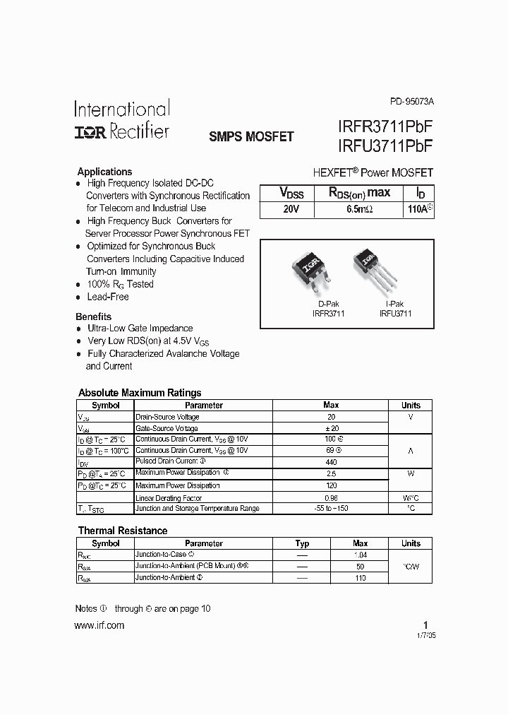 IRFU3711PBF_4130458.PDF Datasheet