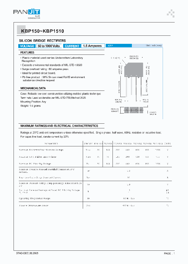 KBP150_4114745.PDF Datasheet