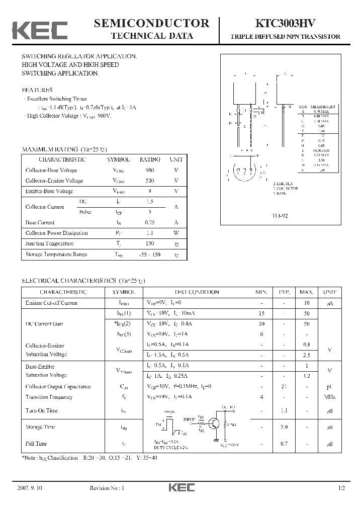 KTC3003HV_4106410.PDF Datasheet