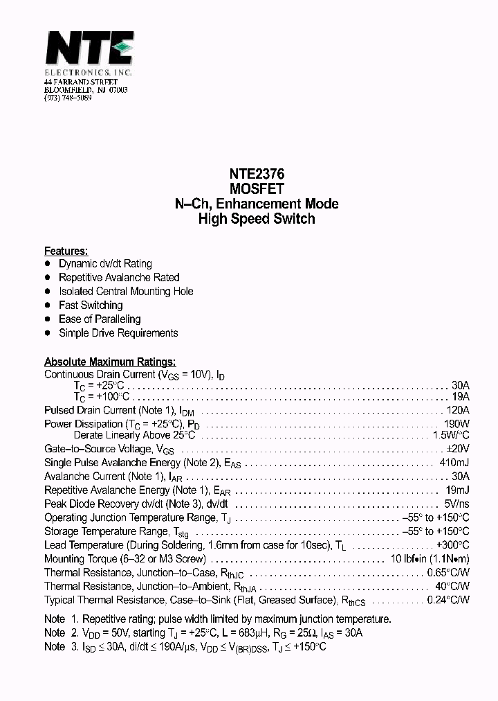 NTE2376_4105548.PDF Datasheet