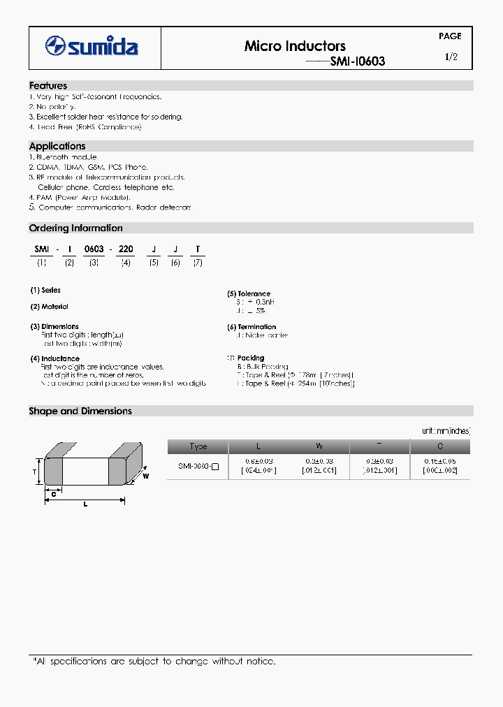 SMI-I0603-220SJB_4145066.PDF Datasheet