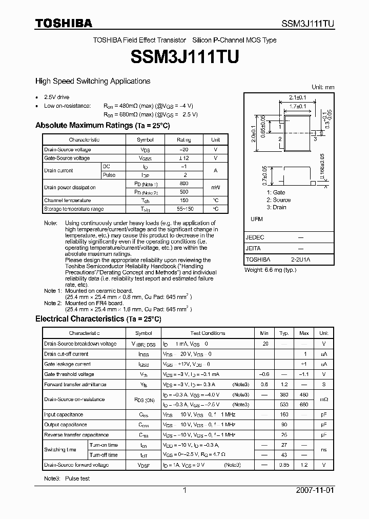 SSM3J111TU_4125474.PDF Datasheet