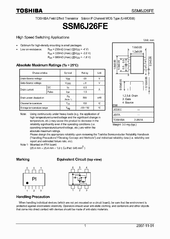 SSM6J26FE_4134797.PDF Datasheet