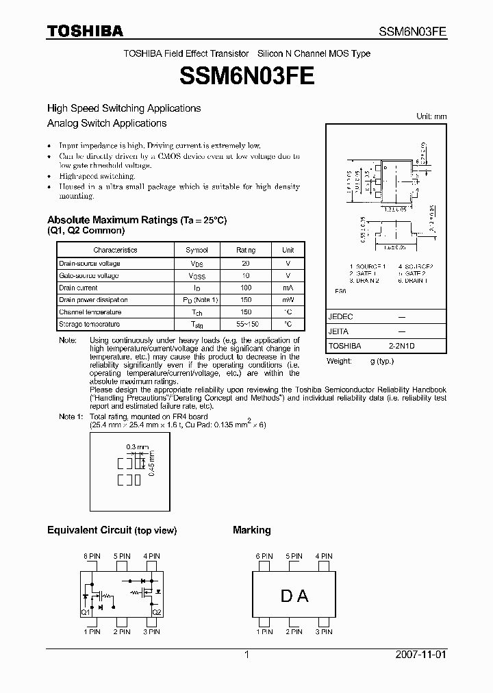 SSM6N03FE07_4134771.PDF Datasheet