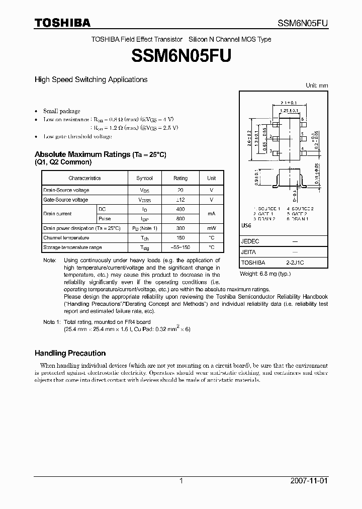 SSM6N05FU07_4134769.PDF Datasheet