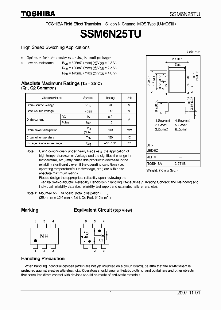 SSM6N25TU_4134257.PDF Datasheet