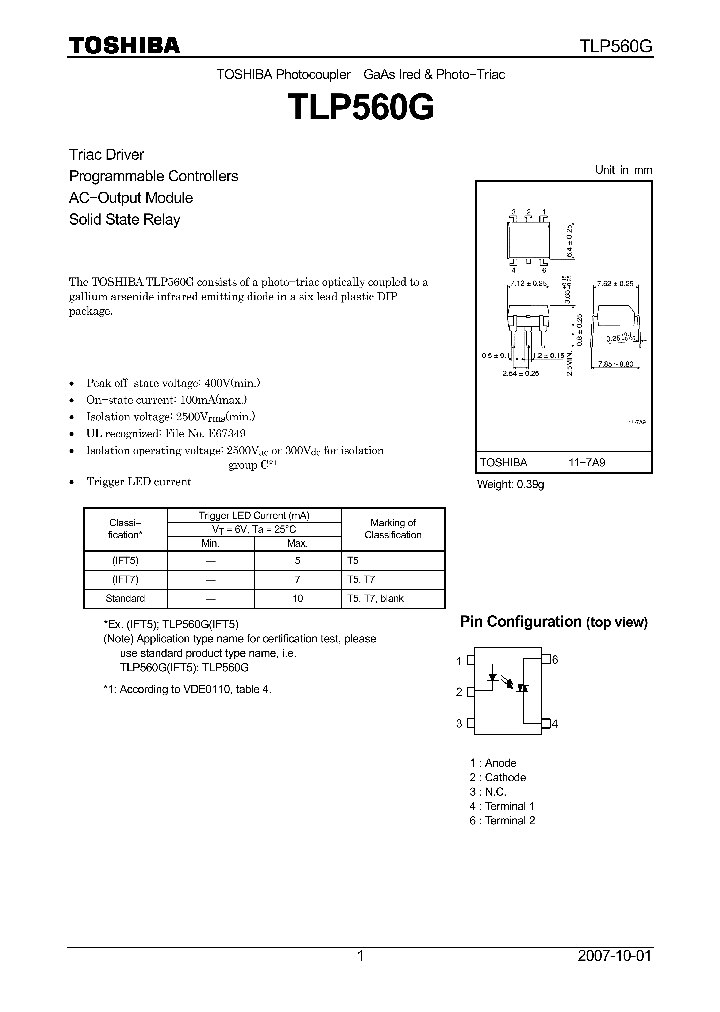 TLP560G07_4109960.PDF Datasheet