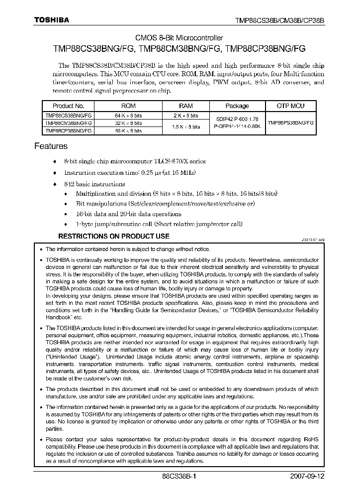 TMP88CM38BFG_4107365.PDF Datasheet