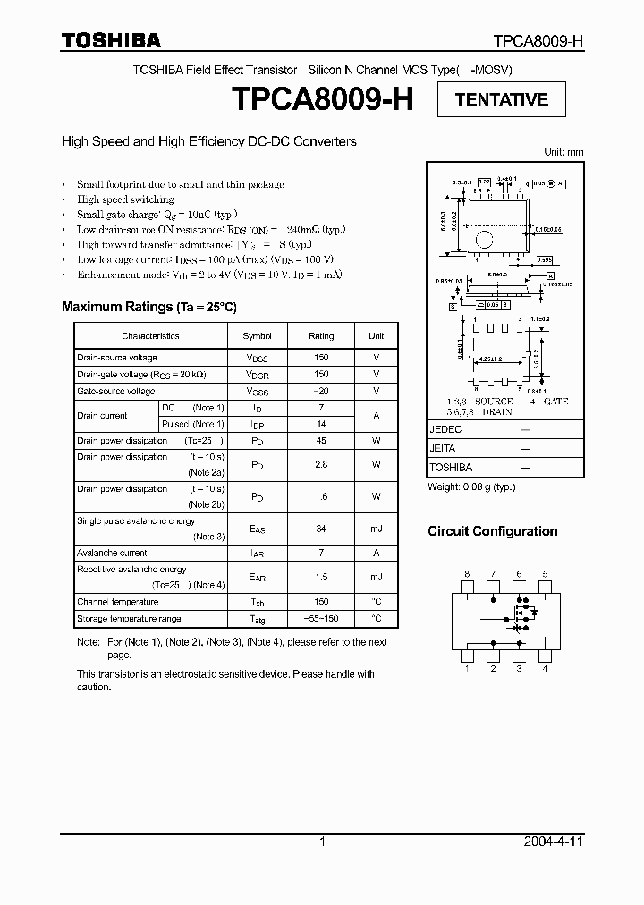 TPCA8009-H_4117693.PDF Datasheet