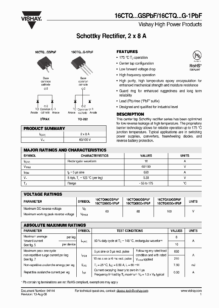 16CTQGSPBF_4283588.PDF Datasheet