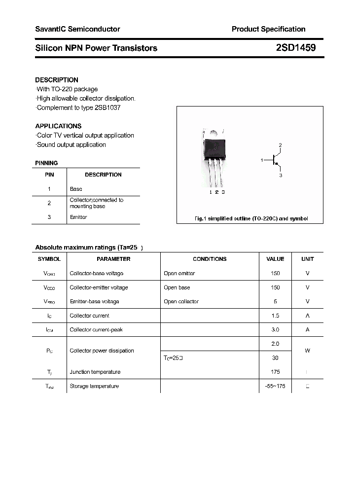 2SD1459_4409618.PDF Datasheet