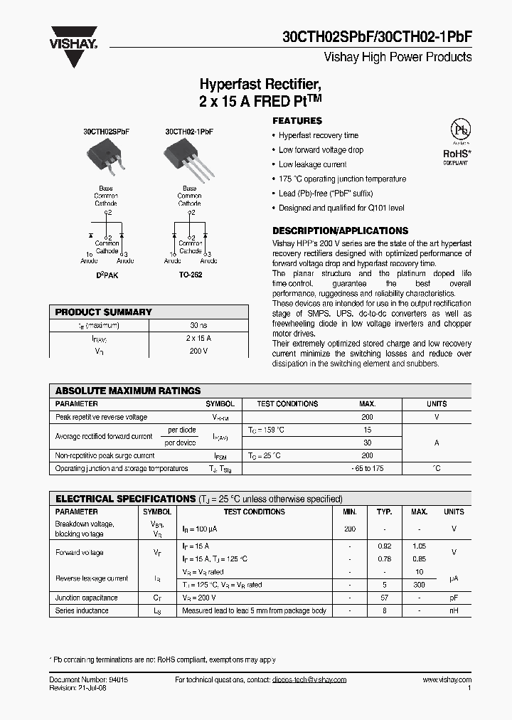 30CTH02STRRPBF_4458009.PDF Datasheet