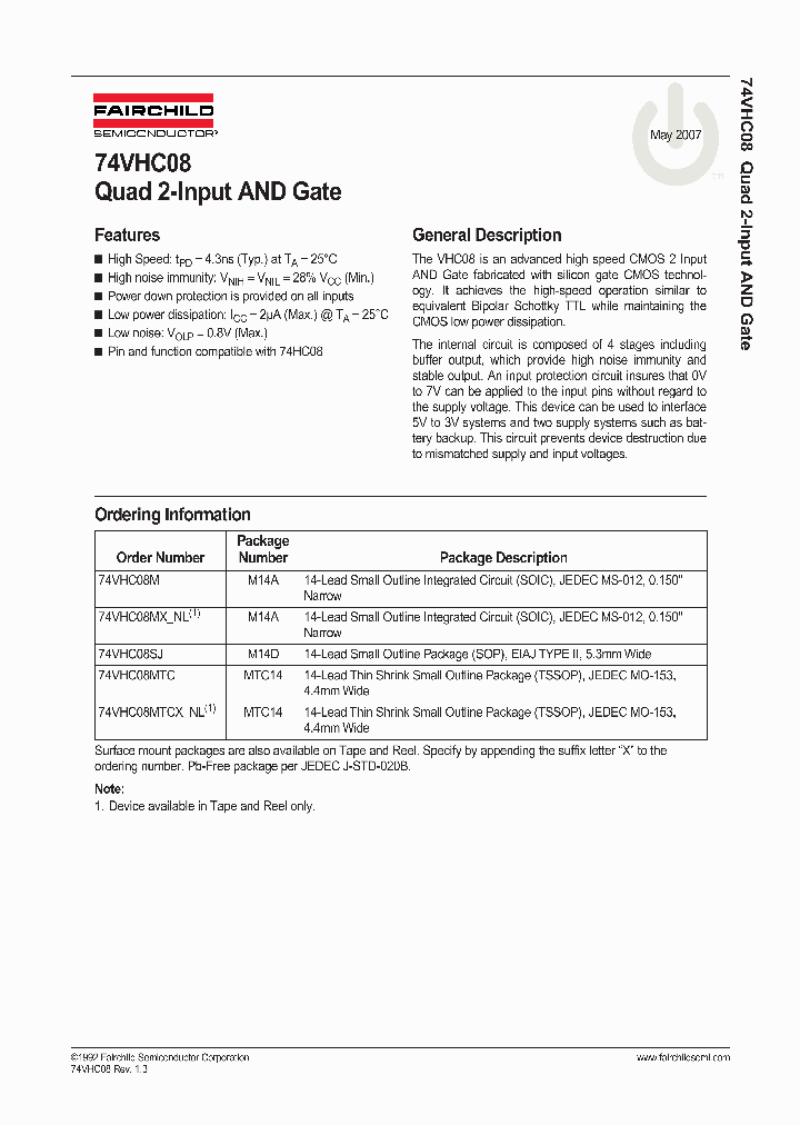 74VHC08MXNL_4654928.PDF Datasheet