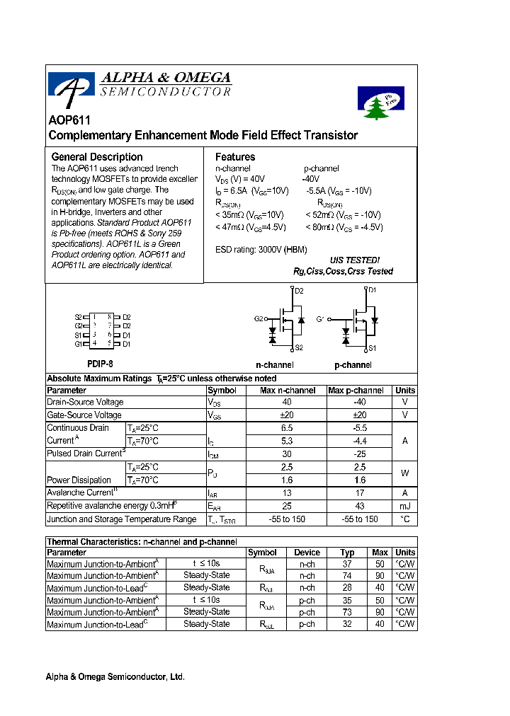 AOP611_4313663.PDF Datasheet