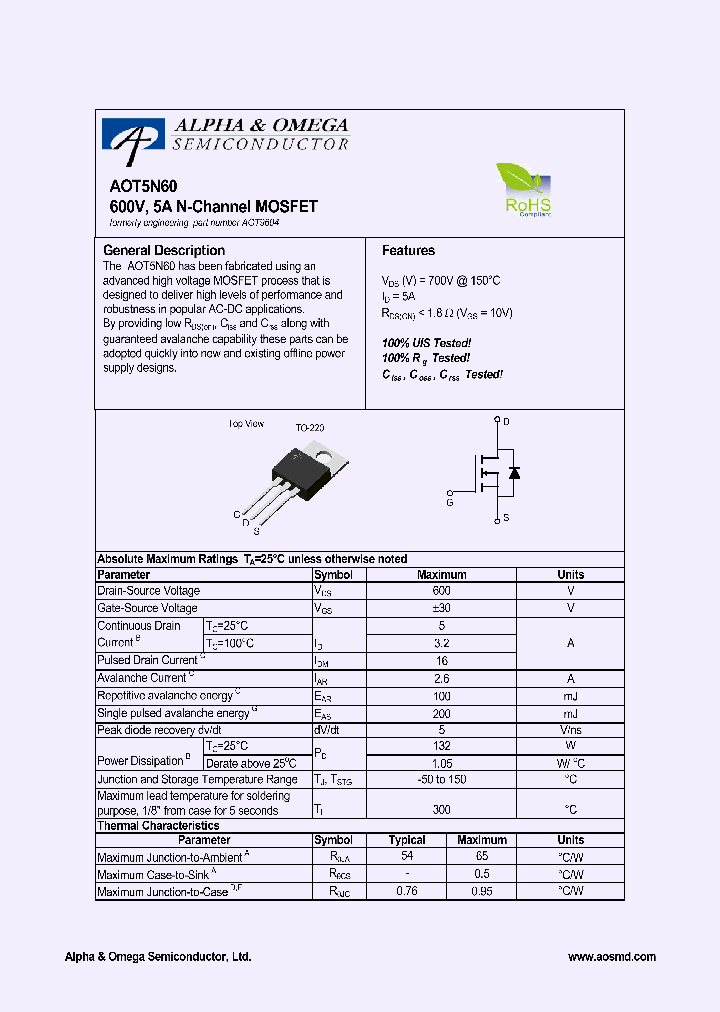 AOT5N60_4378088.PDF Datasheet