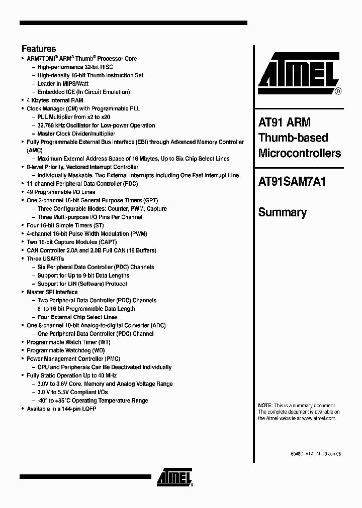 AT91SAM7A1-AU_4276635.PDF Datasheet