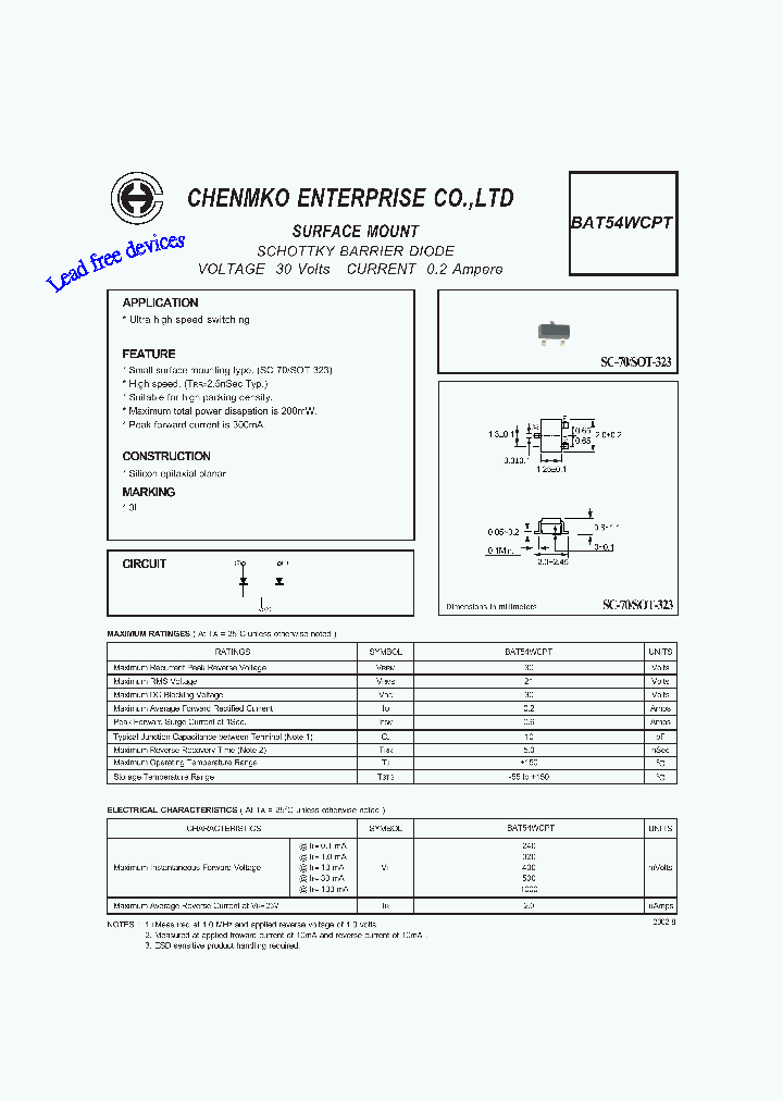 BAT54WCPT_4517380.PDF Datasheet