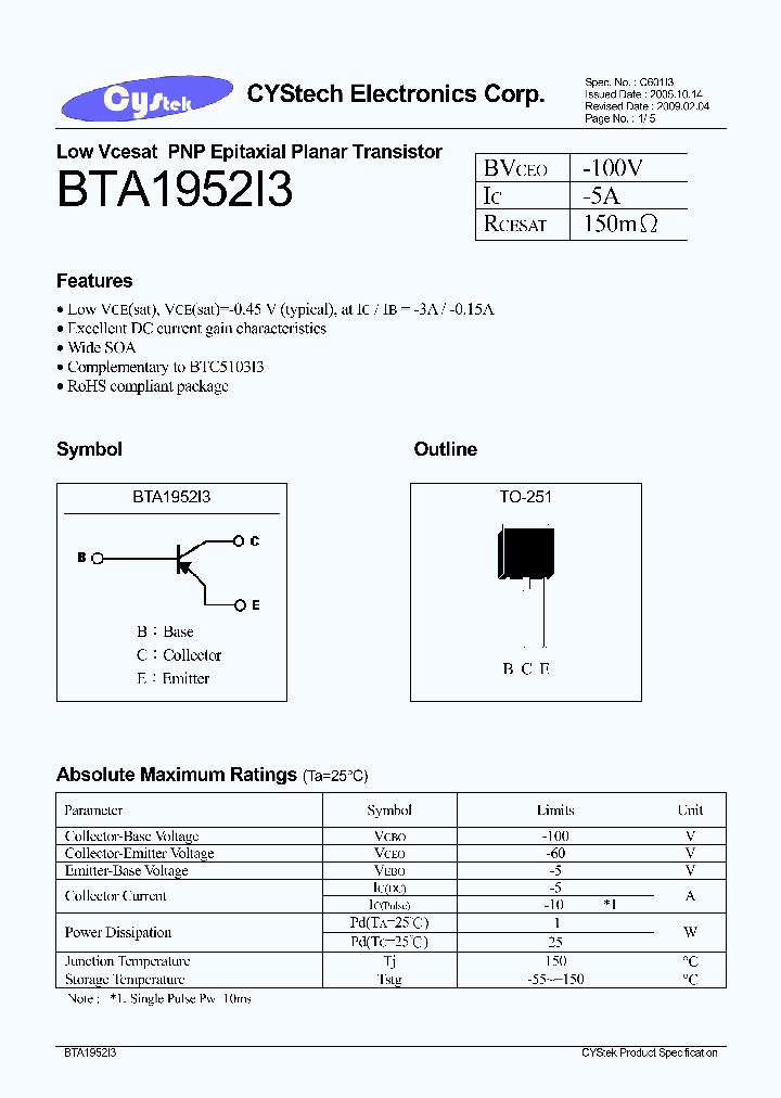 BTA1952I3_4809926.PDF Datasheet