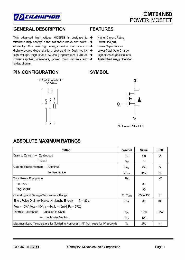 CMT04N60_4610758.PDF Datasheet