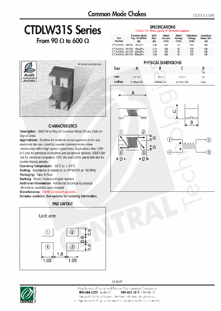 CTDLW31S-161T03_4470810.PDF Datasheet