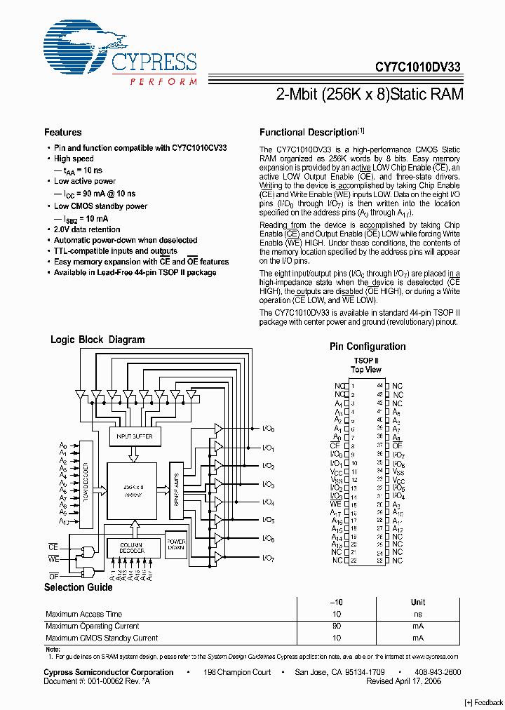 CY7C1010DV33_4274018.PDF Datasheet