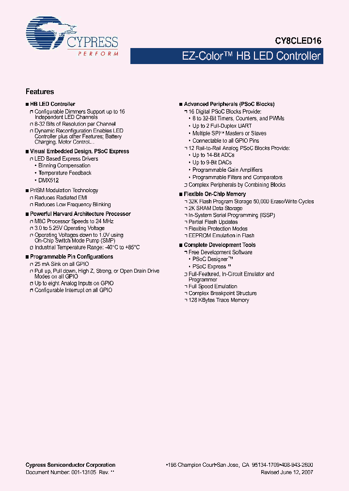 CY8CLED16-28PVXIT_4197488.PDF Datasheet