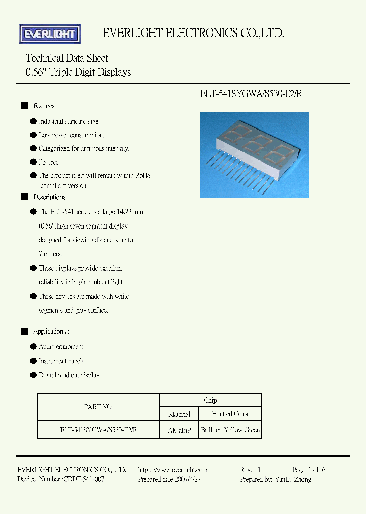 ELT-541SYGWA_4451933.PDF Datasheet