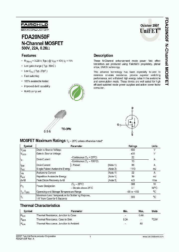 FDA20N50F_4274012.PDF Datasheet